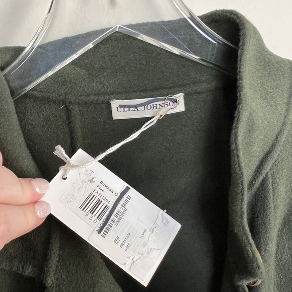 ULLA JOHNSON | Rowena Coat Wool Pine Military Green Double Breasted - Picture 6 of 6